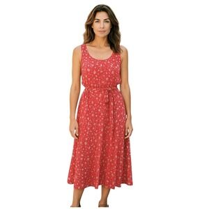 Lauren Ralph Lauren Dress Womens 10 Red Floral  Zawato Maxi Crepe Vintage New